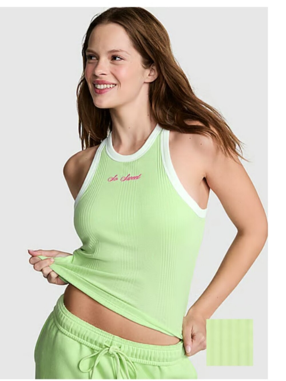 PINK Victoria's Secret Green "So Sweet" Tank Top Size Med ๐